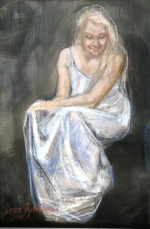 Valkoinen yöpaita, pastelli, 2007